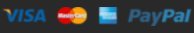 Visa, Mastercard, American Express and PayPal accepted