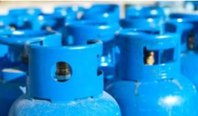 Blue bottled gas cylinders